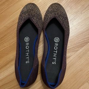 Rothy’s-The Ballet flat purple with rose gold sparkles, gently used- size 6